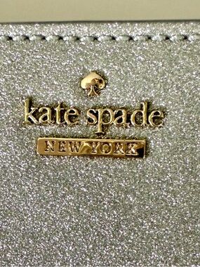 kate spade Silver Glitter  Bag with Gold Logo and Chain handle